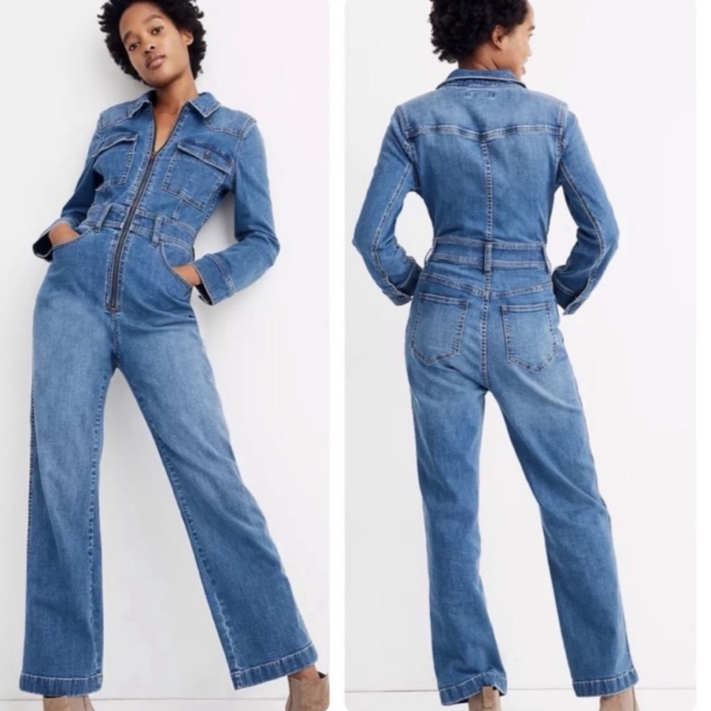 Madewell Denim Zip Front Coverall Jumpsuit Western Edition in Bramblewood Wash